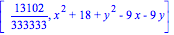 [13102/333333, x^2+18+y^2-9*x-9*y]
